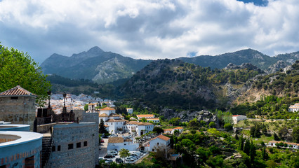 Fototapeta premium Grazalema Landscape in Spain. White village in Cadiz, Andalusia. Sunshine tourism in summer.