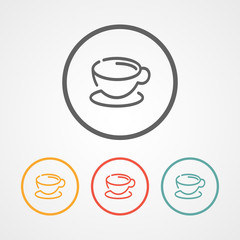coffee cup stroke line logo icon with various color