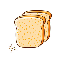 Two slices of bread with crumbs isolated.