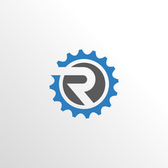 Obraz premium smart letter r industry logo icon with gear and clean background