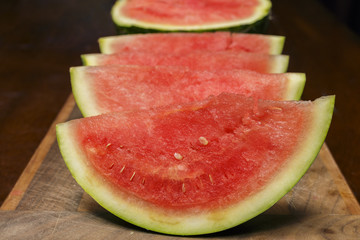 watermelon slices in a row