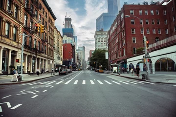 Crédence de cuisine en verre imprimé TAXI de new york Route de rue de New York City à Manhattan à l& 39 heure d& 39 été. Fond de concept de vie urbaine grande ville.