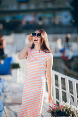 girl in a pink dress