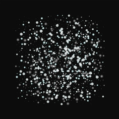 Beautiful falling snow. Square frame with beautiful falling snow on black background. Vector illustration.