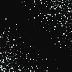 Beautiful falling snow. Abstract chaotic mess with beautiful falling snow on black background. Vector illustration.