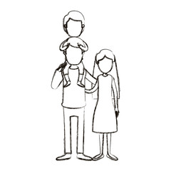 blurred silhouette caricature faceless family mother and father with boy on his back vector illustration
