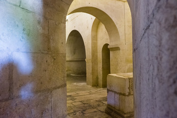 France,Arles, Abbey of Saint Peter of Montmajour, Benedictine order, established in  949 AD. Crypt of St. Benedict Rotunda (12th century) .