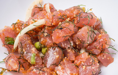 Bowl of Hawaiian Style Ahi Poke Fish Salad