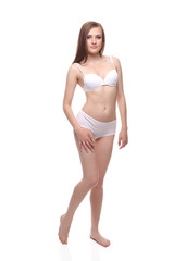 Fototapeta premium Sexy woman in white lingerie gorgeous figure.