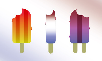 Vector Illustrations of Various Eaten Popsicles