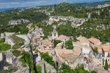 Fototapeta na wymiar Les Baux, in and around the old Chateau, castle, small town, ruins of fortress. views of the old city from the Castle keep.