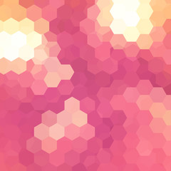 Fototapeta na wymiar Geometric pattern, vector background with hexagons in pink and orange tones. Illustration pattern