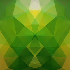 Obraz premium Geometric pattern, polygon triangles vector background in green, yellow tones. Illustration pattern