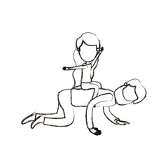 blurred silhouette caricature faceless bearded father with girl playing the horse on his back vector illustration