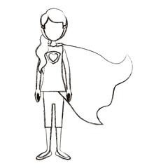 blurred silhouette caricature faceless full body super hero woman with ponytail hair and cap vector illustration