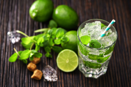 Freshly made without alcoholic mojito cocktail