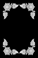 decorative silver frame isolated on black background