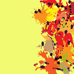 Red orange maroon ink splashes background copy space