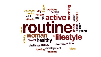 Routine animated word cloud, text design animation.