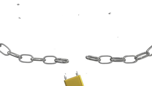 Padlock breaking chains unlock lock security safety protection hack password 4k