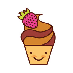 isolated cute cupcake with a strawberry on the top icon vector illustration graphic design 