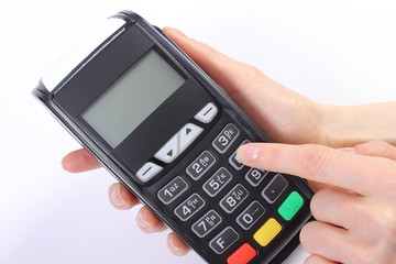 Using payment terminal, enter personal identification number