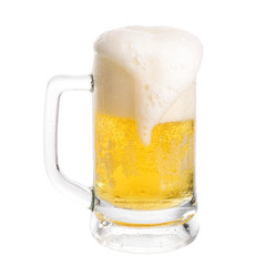 Cold beer in glass isolated on white background.