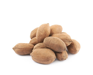 Pile of pecan nuts isolated