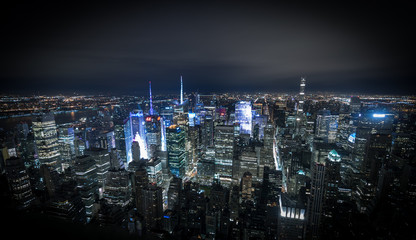 New York Night Panorama of Manhattan, USA