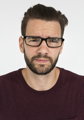 Men Wear Glasses Think Concept