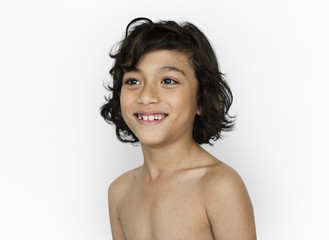 Obraz premium Little Boy Smiling Happiness Bare Chest Portrait