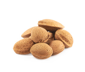 Pile of almond nuts isolated