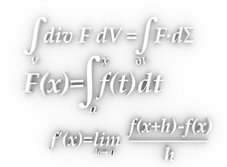 Math formulas. 3D rendering. Education and science relative background