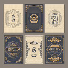 Calligraphic vintage floral cards collection