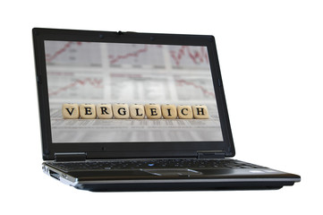 comparison on the screen of a isolated laptop