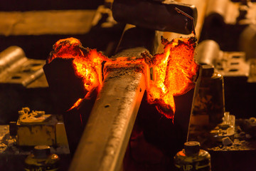 molten steel railroad track welding