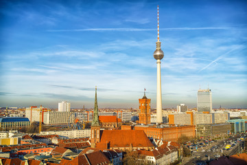 Obraz premium Aerial view on Alexanderplatz in Berlin, Germany