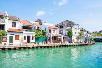 beautiful waterfront community in Melaka town - obrazy, fototapety, plakaty
