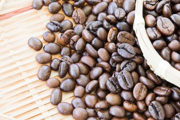 Coffee beans in bamboo basket