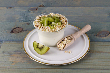 fruit yogurt with kiwi and muesli