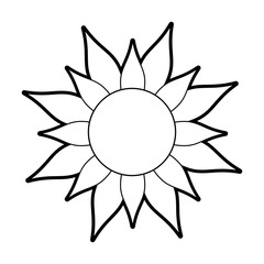 sketch silhouette image sun in flower figure vector illustration