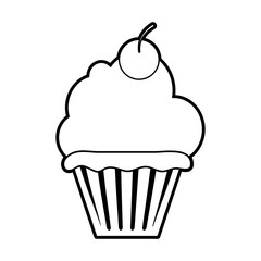 sketch silhouette image cupcake with cherry and cream vector illustration
