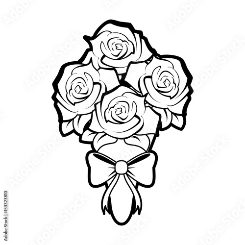 Download "sketch silhouette image wedding bouquet of roses vector ...