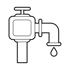 sketch silhouette image watertap with drop icon vector illustration