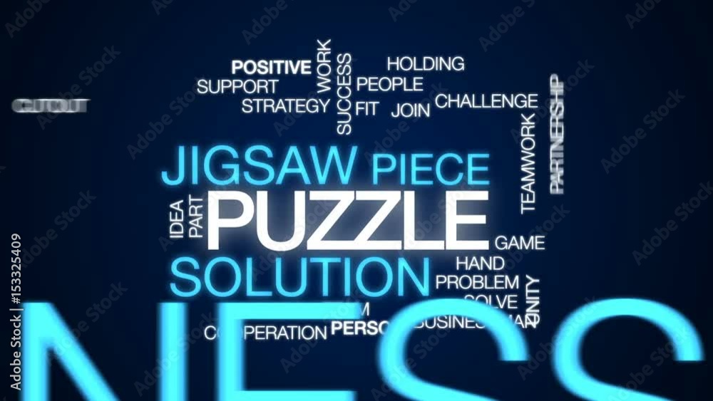 Poster puzzle animated word cloud, text design animation.