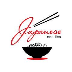 japanese noodle logo with chopstick