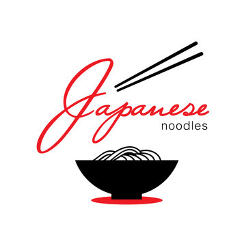 japanese noodle logo with chopstick