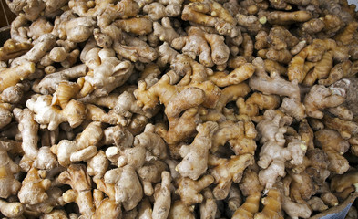 Mounds of fresh ginger.