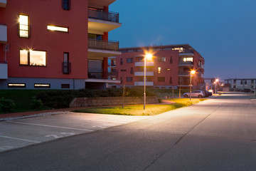 street light front of modern house
