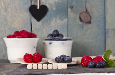 fruit yogurt with blueberry and raspberry